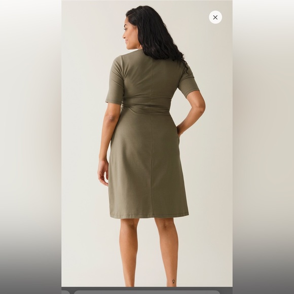 Boob Design - A shaped nursing dress short sleeve - Green khaki - S - Picture 5 of 5